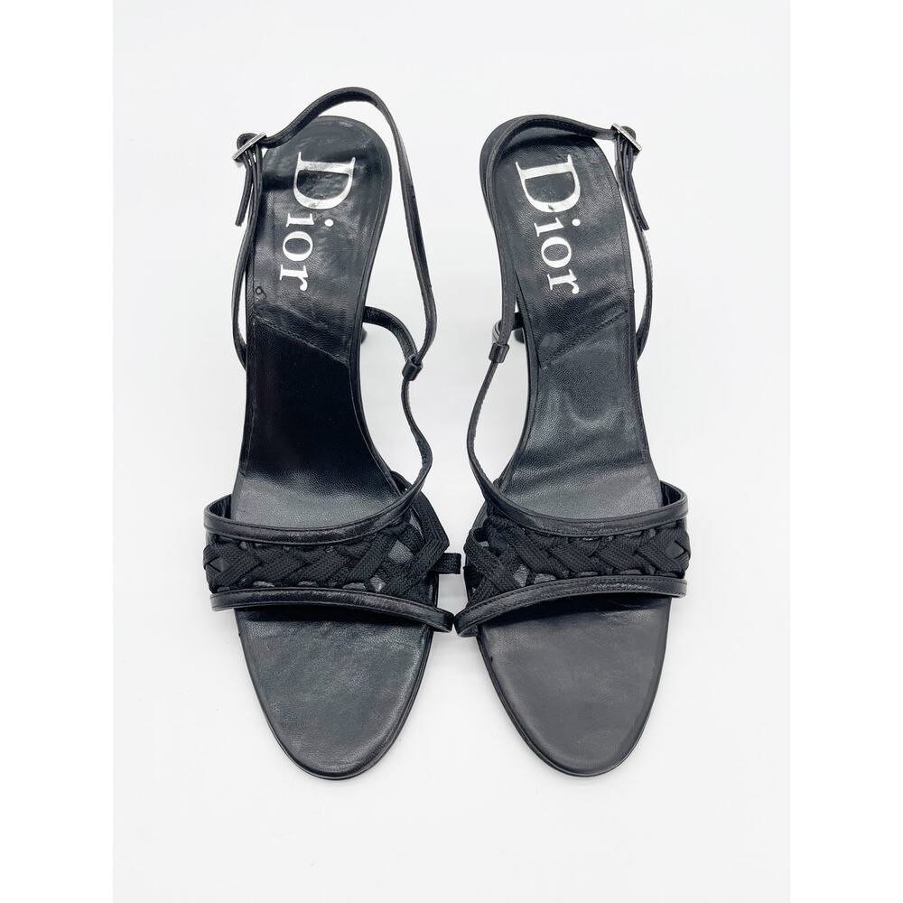 Christian Dior Vintage Y2K Black Woven Strappy Slingback Heel Sandals EU 40.5 - Picture 6 of 12